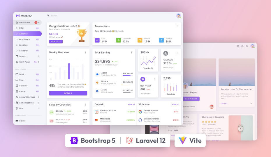 Materio - Bootstrap 5 HTML Laravel Admin Template Demo Screenshot