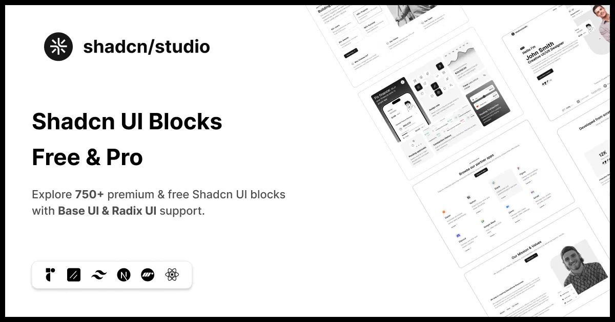 750+ Shadcn Blocks - Free & Pro - Shadcn Studio